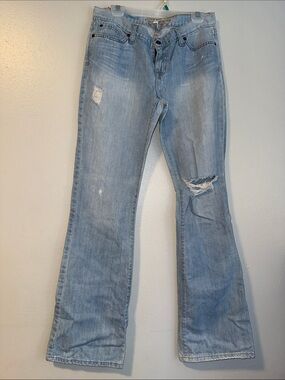 Light Wash Abercrombie and Fitch 
Women’s Jeans - long flare distressed jeans